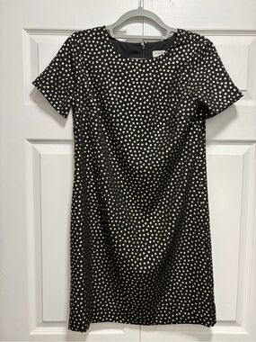 J. Crew Factory Black Mini Shift Dress Heart Print Sz 0